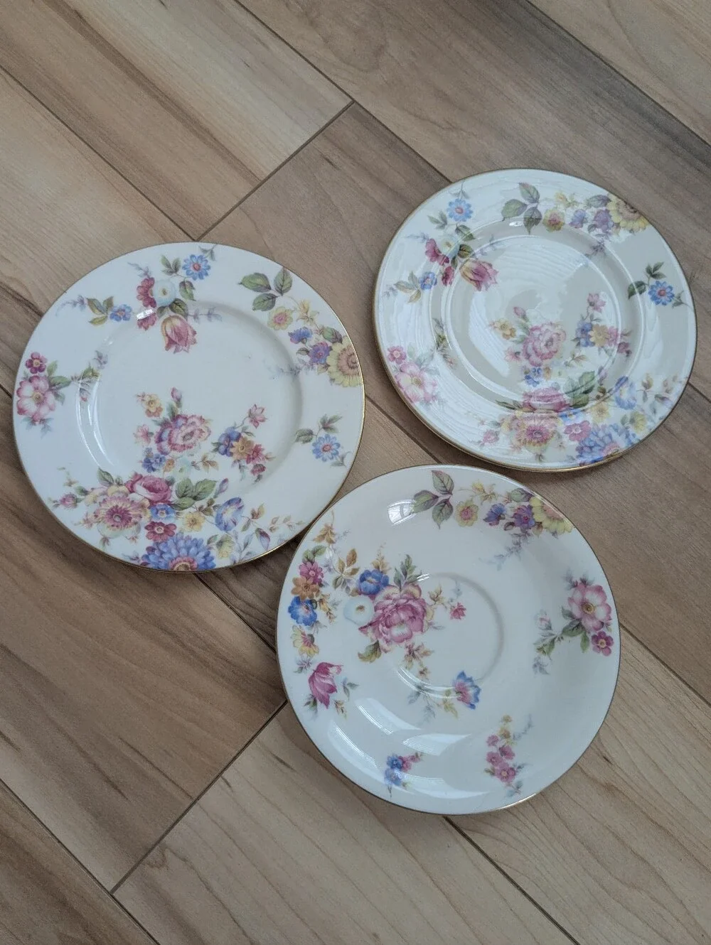 3 Vintage Castleton China USA Sunnybrooke Small Plates And Saucer